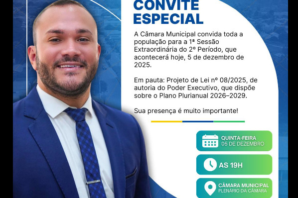 CONVITE 1ª SESSÃO EXTRAORDINÁRIA DO 2º PERÍODO