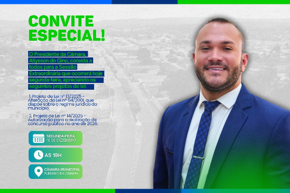 CONVITE 3ª SESSÃO EXTRAORDINÁRIA DO 2º PERÍODO