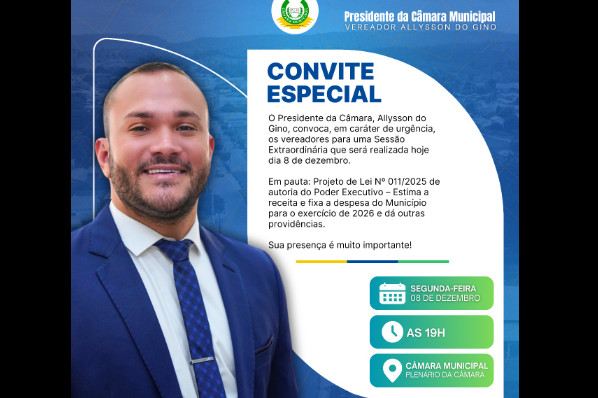 CONVITE 2ª SESSÃO EXTRAORDINÁRIA DO 2º PERÍODO